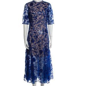 Costarellos Dress, 38 (6), Sapphire blue lace, exquisite